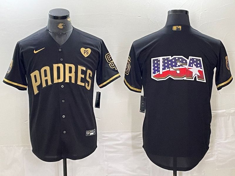 Men San Diego Padres Blank Black gold #5 th generation Nike 2024 MLB Jersey style 3